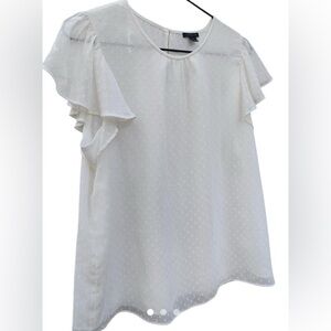 Ann Taylor Cream Polka dot crew neck Blouse_XL_Women